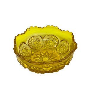 Vintage Yellow Glass Star Small Bowl Scalloped